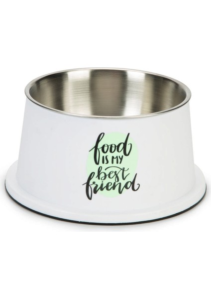 Uzun Kulaklı Köpek Mama Su Kabı, Paslanmaz Çelik, Kaymaz, 19CM, 800ML Drstr