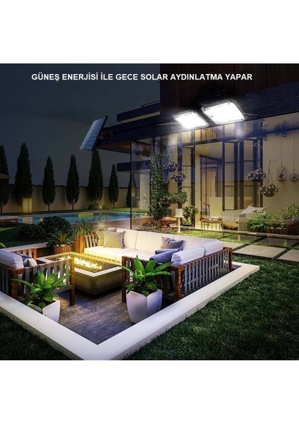 Solar Lamba Güneş Enerjili Çift Başlı Sensörlü Su Geçirmez Garaj Bahçe Sokak