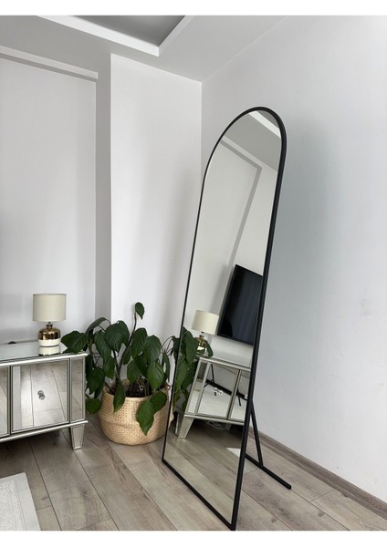 Siyah Metal Çerçeveli Oval Ayna 180x70 cm, Şık ve Modern Tasarım fiyatları
