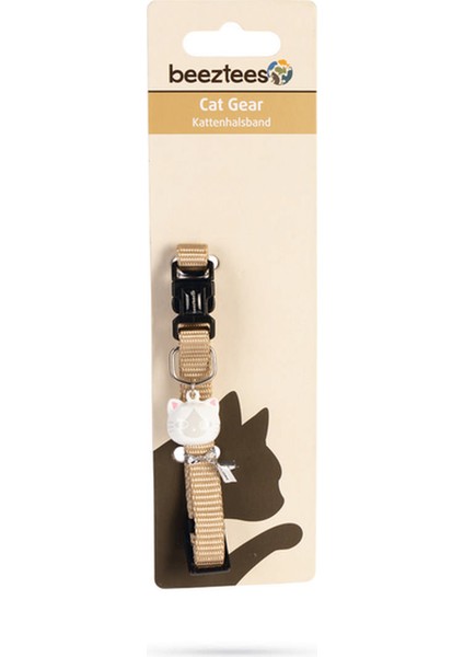 Kedi Boyun Tasması, Zilli, Bej, 20-30CM Drstr