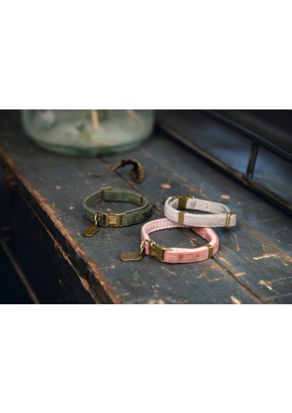 Dbl Kedi Boyun Tasması, Velur, Pembe, 20-30CM Drstr