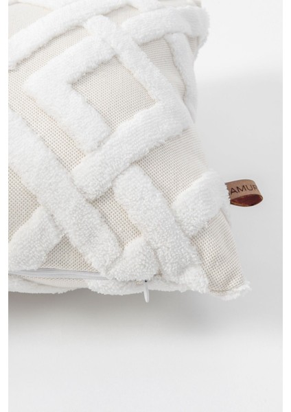 Ekru Bohem tasarımlı dikdörtgen dekoratif kırlent kılıfı, pamuklu, şık ve özel detaylı fiyatları