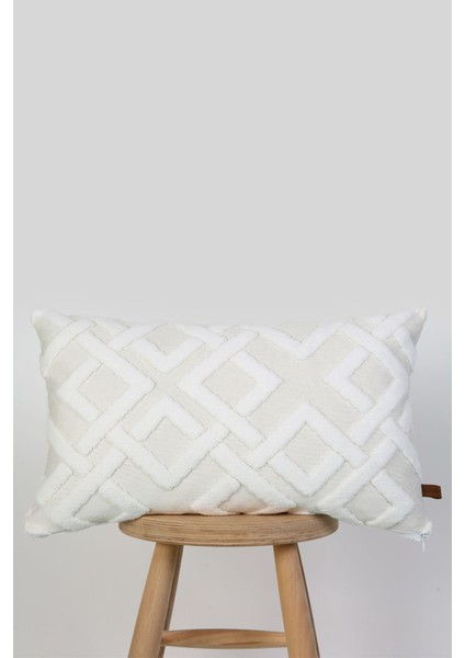 Ekru Bohem tasarımlı dikdörtgen dekoratif kırlent kılıfı, pamuklu, şık ve özel detaylı fırsatları