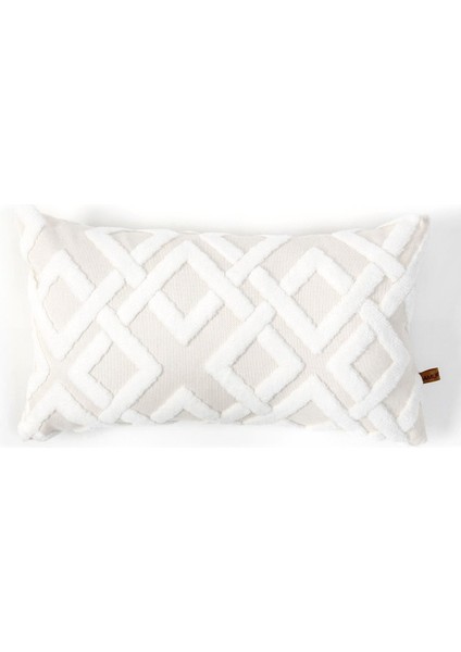 Ekru Bohem tasarımlı dikdörtgen dekoratif kırlent kılıfı, pamuklu, şık ve özel detaylı indirimleri