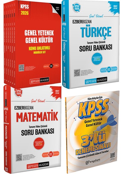 2026 Kpss Lisans Konu Anlatımlı Modüler Set - 2026 Kpss Genel Yetenek Genel Kültür Ezberbozan Türkçe Matematik Tamamı Video Çözümlü Soru Bankası + 3 Deneme Hediye