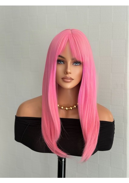 Pembe Perçemli Düz Orta Boy