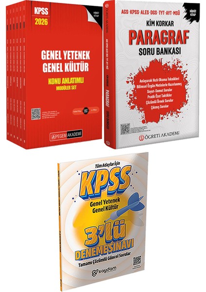2026 Kpss Lisans Konu Anlatımlı Modüler Set - Kim Korkar Paragraf Soru Bankası Ags Kpss Ales Dgs Tyt Ayt Msü + 3 Deneme Hediye