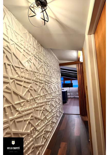 3D Beyaz PVC Duvar Paneli, 50x50cm, Kendinden Yapışkanlı, Modern Tasarım