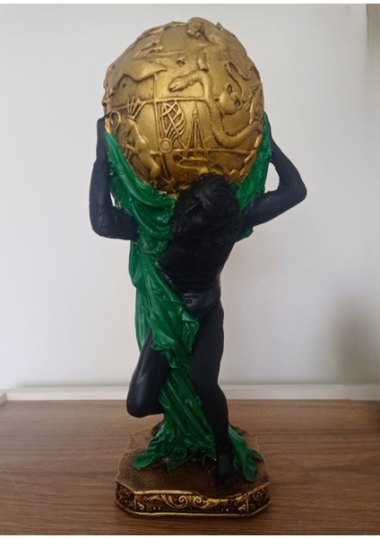 Büyük Boy Renkli Atlas Heykel Dekoratif Mitolojik Biblo 30 cm
