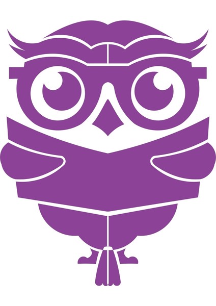 Kitap Okuyan Baykuş Sticker 17X17 cm Mor