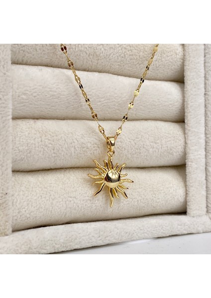 18 Ayar Gold Kaplama Güneş Kolye ,gold Vintage Güneş Kolye , Sevgiliye Hediye fiyatları