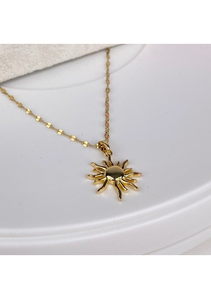 18 Ayar Gold Kaplama Güneş Kolye ,gold Vintage Güneş Kolye , Sevgiliye Hediye fırsatları