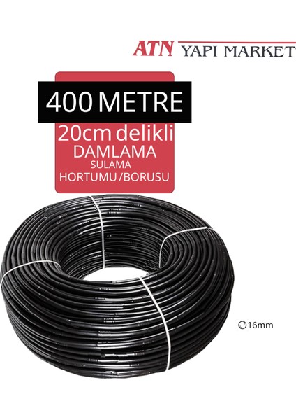 400 Metre 16MM 20CM Aralıklı Delikli Damlama Sulama Hortumu / Borusu
