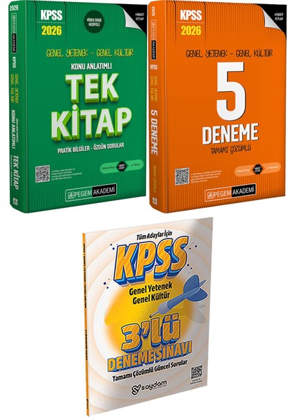 2026 Kpss Konu Anlatımlı Tek Kitap - 2026 Kpss Genel Yetenek Genel Kültür Tamamı Çözümlü 5 Deneme + 3 Deneme Hediye
