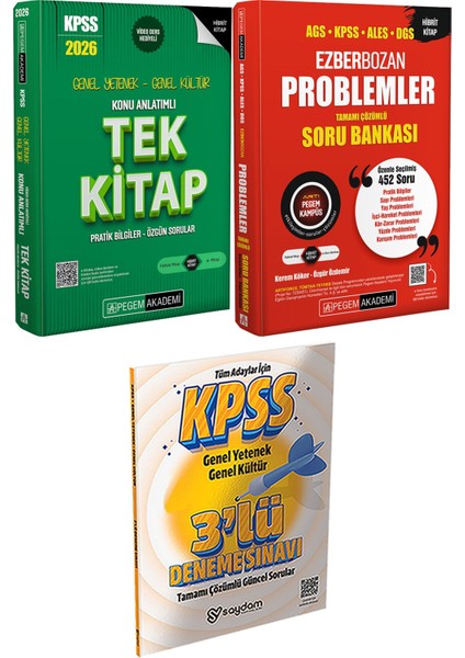 2026 Kpss Konu Anlatımlı Tek Kitap - Ags Kpss Ales Dgs Ezberbozan Problemler Tamamı Çözümlü Soru Bankası + 3 Deneme Hediye