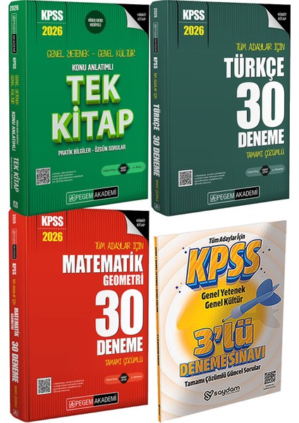 2026 Kpss Konu Anlatımlı Tek Kitap - 2026 Kpss Tüm Adaylar Için Türkçe Matematik 30 Deneme Tamamı Çözümlü + 3 Deneme Hediye