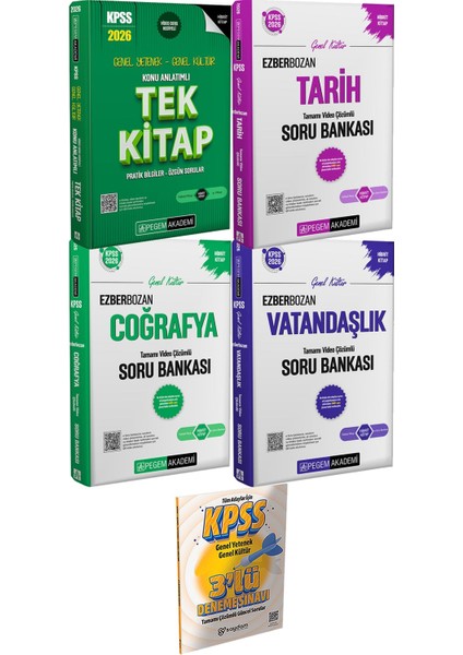 2026 Kpss Konu Anlatımlı Tek Kitap - 2026 Kpss Genel Yetenek Genel Kültür Ezberbozan Tarih Coğrafya Vatandaşlık Tamamı Video Çözümlü Soru Bankası + 3 Deneme Hediye