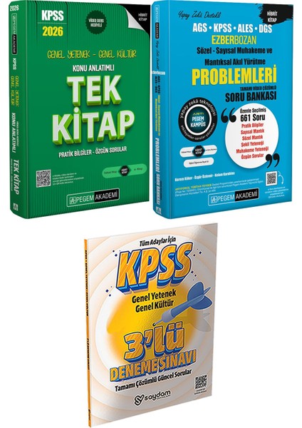 2026 Kpss Konu Anlatımlı Tek Kitap - Ags Kpss Ales Dgs Ezberbozan Sözel Sayısal Muhakeme ve Mantıksal Akıl Yürütme Problemleri Soru Bankası + 3 Deneme Hediye