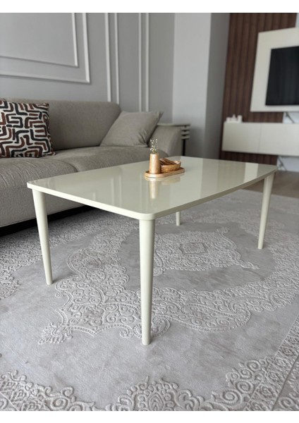 Üst Kalite 70X105 Krem 1. Sınıf Lake Boyalı Krem Orta Sehpa