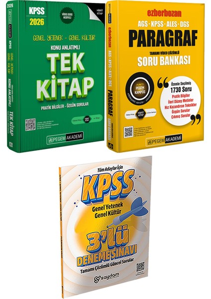 2026 Kpss Konu Anlatımlı Tek Kitap - Ags-Kpss-Ales-Dgs Ezberbozan Paragraf Tamamı Video Çözümlü Soru Bankası + 3 Deneme Hediye
