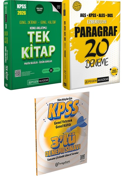 2026 Kpss Konu Anlatımlı Tek Kitap - Ags Kpss Ales Dgs Ezberbozan Paragraf 20 Deneme + 3 Deneme Hediye