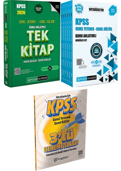 2026 Kpss Konu Anlatımlı Tek Kitap - 2026 Kpss Ortaöğretim Konu Anlatımlı Modüler Set Genel Yetenek Genel Kültür (6 Kitap) + 3 Deneme Hediye