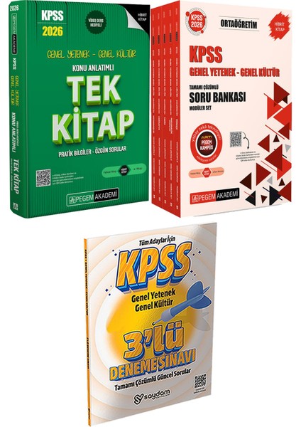 2026 Kpss Konu Anlatımlı Tek Kitap - 2026 Kpss Ortaöğretim Soru Bankası Modüler Set Genel Yetenek Genel Kültür Tamamı Çözümlü (5 Kitap) + 3 Deneme Hediye