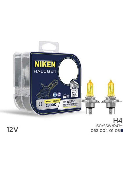12V H4 60/55W Sari Işik Ampul P43T 2800K Gnzrz