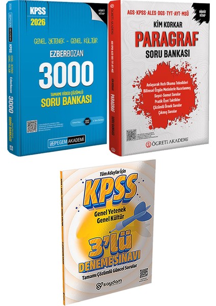Ezberbozan 3000 Çözümlü Soru - Kim Korkar Paragraf Soru Bankası Ags Kpss Ales Dgs Tyt Ayt Msü + 3 Deneme Hediye