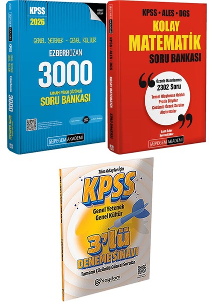 Ezberbozan 3000 Çözümlü Soru - Kpss-Ales-Dgs Kolay Matematik Soru Bankası + 3 Deneme Hediye