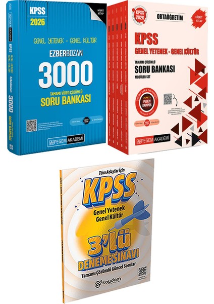 Ezberbozan 3000 Çözümlü Soru - 2026 Kpss Ortaöğretim Soru Bankası Modüler Set Genel Yetenek Genel Kültür Tamamı Çözümlü (5 Kitap) + 3 Deneme Hediye