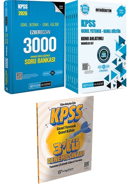 Ezberbozan 3000 Çözümlü Soru - 2026 Kpss Ortaöğretim Konu Anlatımlı Modüler Set Genel Yetenek Genel Kültür (6 Kitap) + 3 Deneme Hediye