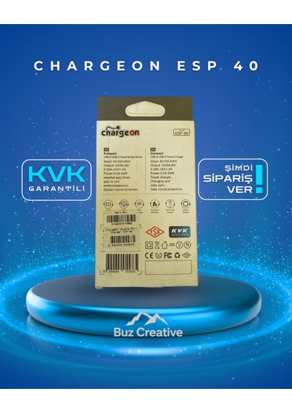 Kvk Garantili Chargeon Esp-40 USB + Type-C Pd Hızlı Şarj Adaptörü - Duvar Tipi Şarj Cihazı fırsatları