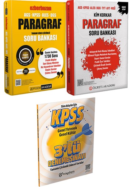 Ezberbozan Paragraf Çözümlü Soru - Kim Korkar Paragraf Soru Bankası Ags Kpss Ales Dgs Tyt Ayt Msü + 3 Deneme Hediye