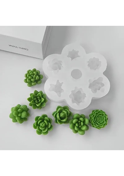 Çoklu Sukulent Mum Kalıp, Silikon, Koku Aroması, Muz, Beyaz, Renkli Tasarım