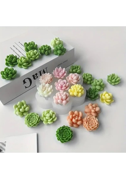 Çoklu Sukulent Mum Kalıp, Silikon, Koku Aroması, Muz, Beyaz, Renkli Tasarım modelleri