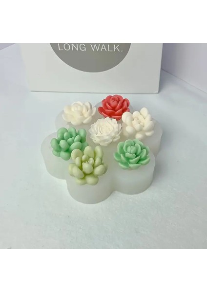 Çoklu Sukulent Mum Kalıp, Silikon, Koku Aroması, Muz, Beyaz, Renkli Tasarım