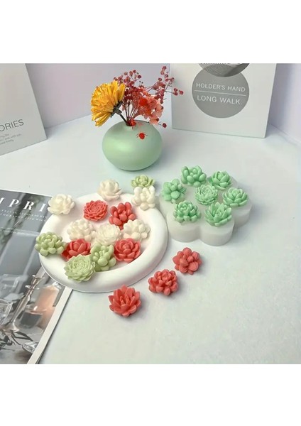 Çoklu Sukulent Mum Kalıp, Silikon, Koku Aroması, Muz, Beyaz, Renkli Tasarım