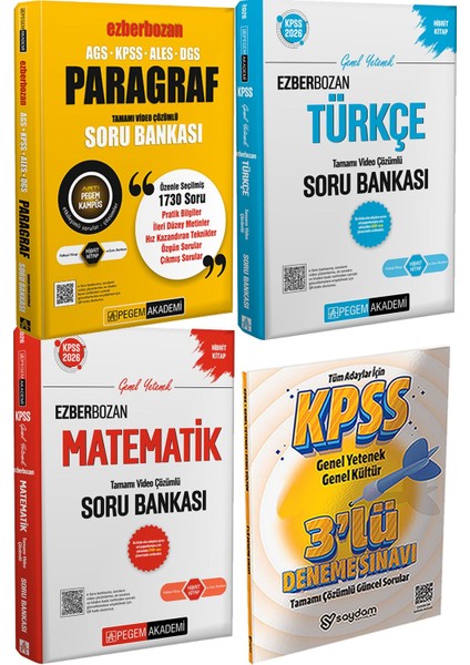Ezberbozan Paragraf Çözümlü Soru - 2026 Kpss Genel Yetenek Genel Kültür Ezberbozan Türkçe Matematik Tamamı Video Çözümlü Soru Bankası + 3 Deneme Hediye
