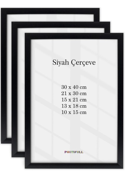 Siyah 3'lü Düz Çerçeve Seti, Poster ve Fotoğraf Duvar Dekoru
