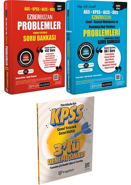Ezberbozan Problemler Çözümlü Soru - Ags Kpss Ales Dgs Ezberbozan Sözel Sayısal Muhakeme ve Mantıksal Akıl Yürütme Problemleri Soru Bankası + 3 Deneme Hediye