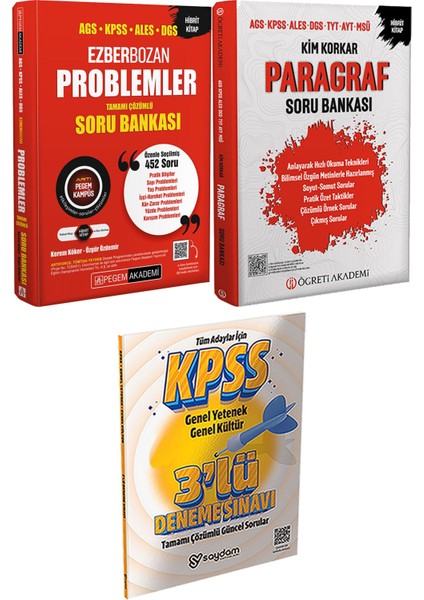 Ezberbozan Problemler Çözümlü Soru - Kim Korkar Paragraf Soru Bankası Ags Kpss Ales Dgs Tyt Ayt Msü + 3 Deneme Hediye