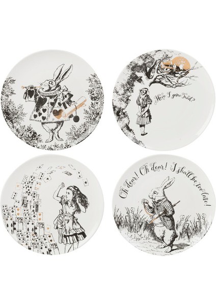 x V&a Alice In Wonderland Porselen Fine China 21CM Pasta Tabak Seti 4lü