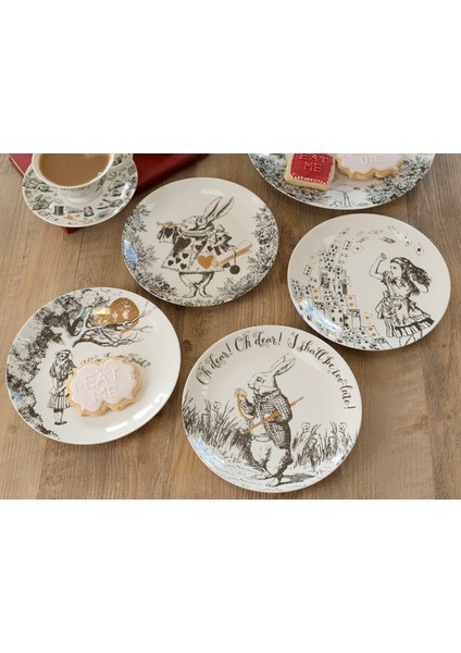 x V&a Alice In Wonderland Porselen Fine China 21CM Pasta Tabak Seti 4lü