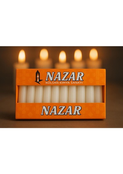 Beyaz 40'lı Mum, parlak ve doğal aydınlatma, 10 cm, kokusuz, şık tasarım