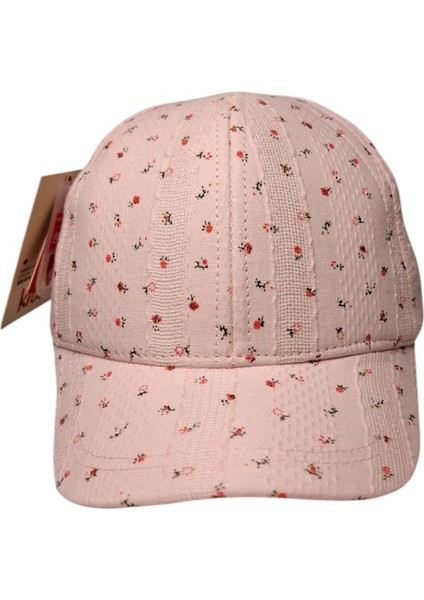 Spteks Kitti 1-3 Yaş Kız Çocuk Pembe Renk Çıtır Çiçek Desenli Yazlık Şapka