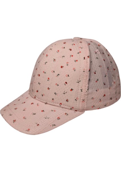 Spteks Kitti 1-3 Yaş Kız Çocuk Pembe Renk Çıtır Çiçek Desenli Yazlık Şapka