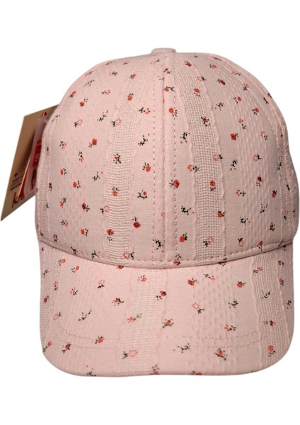 Spteks Kitti 1-3 Yaş Kız Çocuk Pembe Renk Çıtır Çiçek Desenli Yazlık Şapka
