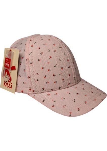 Spteks Kitti 1-3 Yaş Kız Çocuk Pembe Renk Çıtır Çiçek Desenli Yazlık Şapka
