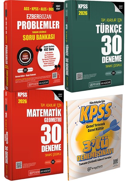 Ezberbozan Problemler Çözümlü Soru - 2026 Kpss Tüm Adaylar Için Türkçe Matematik 30 Deneme Tamamı Çözümlü + 3 Deneme Hediye